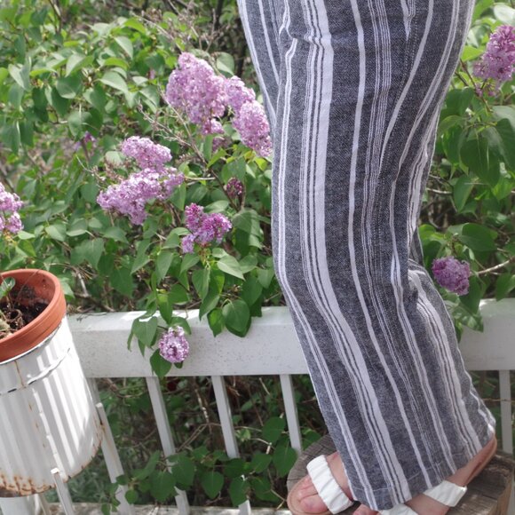 Linen Blend Women's Summer Striped Pants By Briggs - Picture 3 of 7